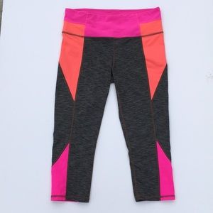 Athleta Pink and Orange Colorblock Leggings